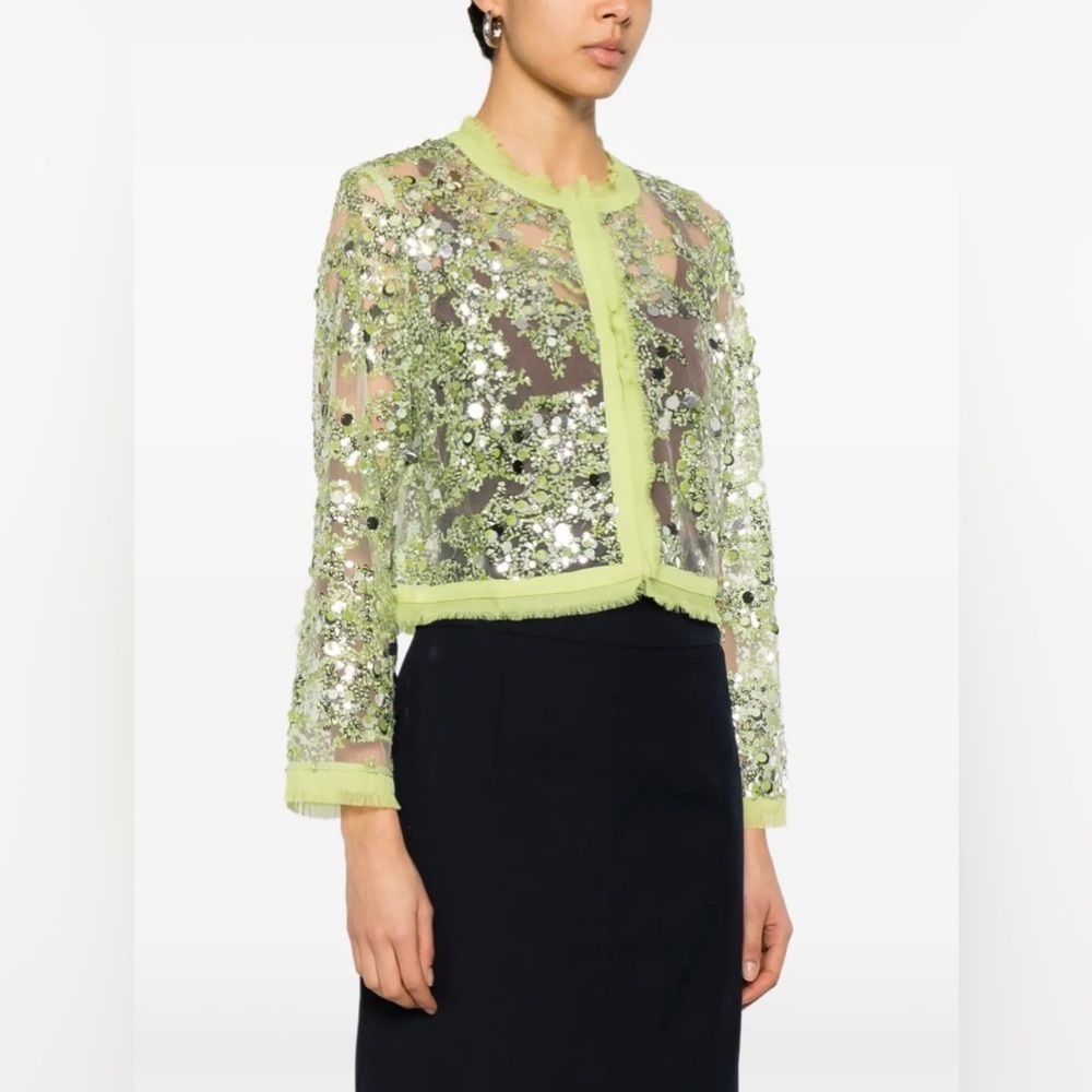 Baum und pferdgarten Sequin Embellished Sheer Jacket party cocktail holidays NWT